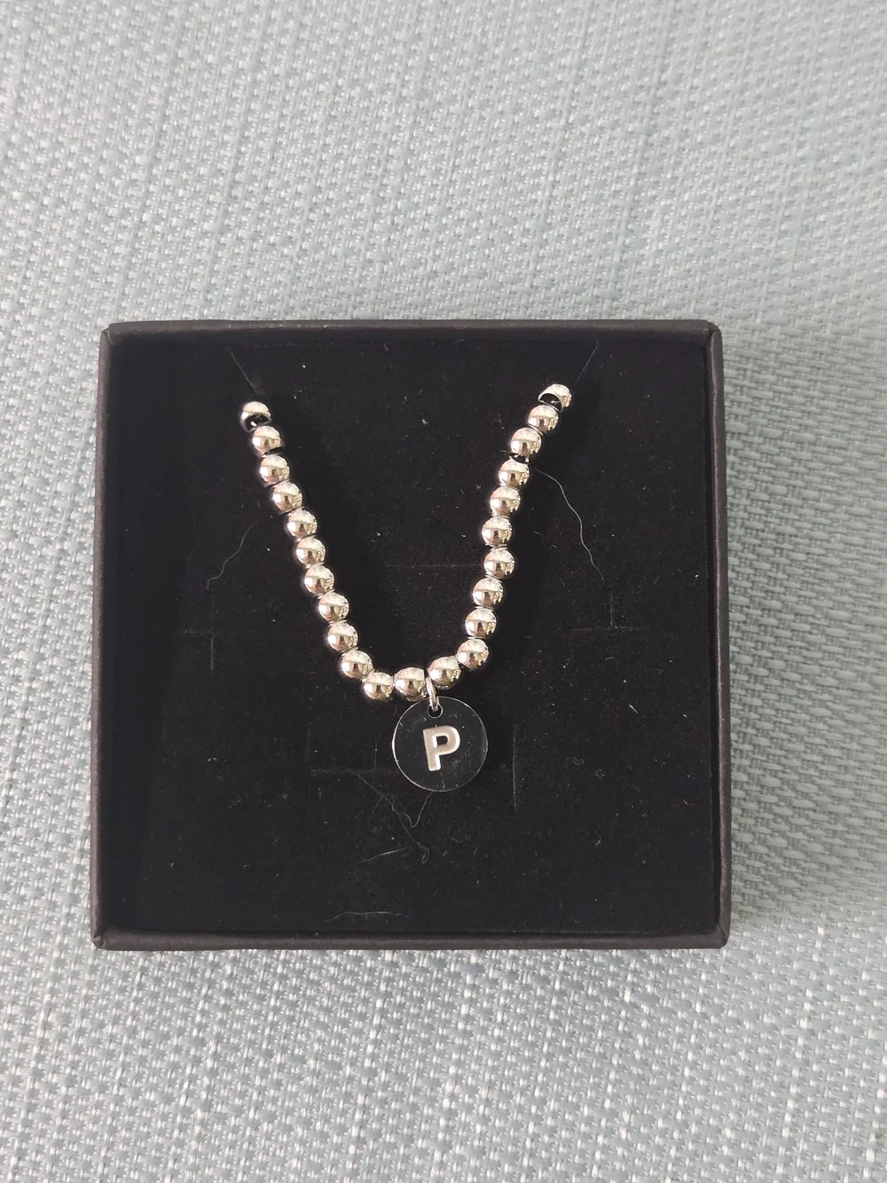 Silver Beaded Initial 'P' Necklace - 18k Gold Plated